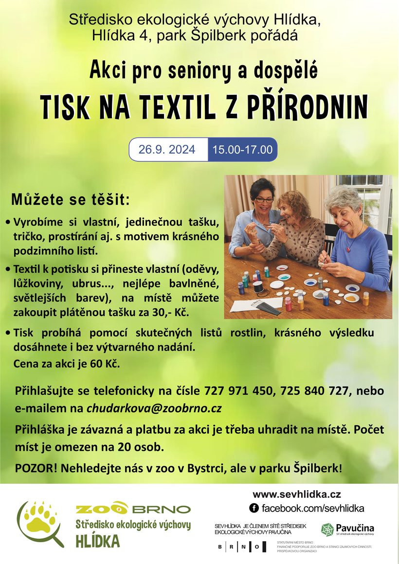 Akce pro seniory a dospělé: Tisk na textil z přírodnin